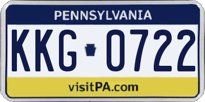 PA license plate KKG0722