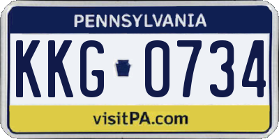 PA license plate KKG0734
