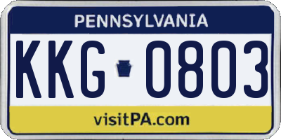 PA license plate KKG0803