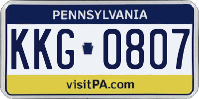 PA license plate KKG0807