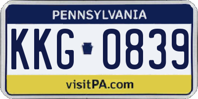 PA license plate KKG0839
