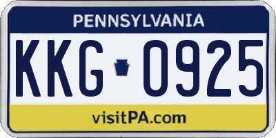 PA license plate KKG0925
