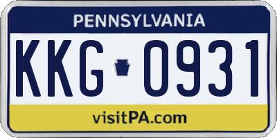 PA license plate KKG0931