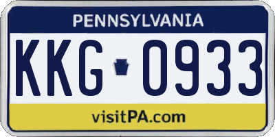 PA license plate KKG0933