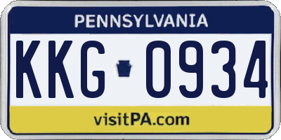 PA license plate KKG0934