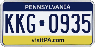 PA license plate KKG0935