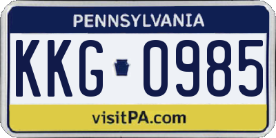 PA license plate KKG0985