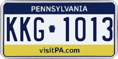 PA license plate KKG1013