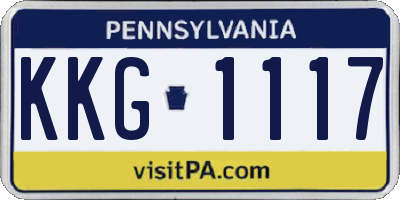 PA license plate KKG1117