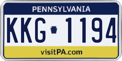 PA license plate KKG1194
