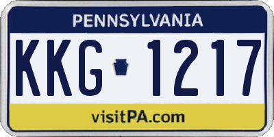 PA license plate KKG1217