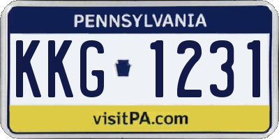 PA license plate KKG1231
