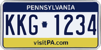 PA license plate KKG1234