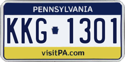 PA license plate KKG1301