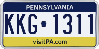 PA license plate KKG1311