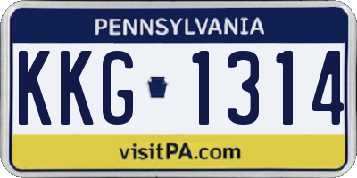 PA license plate KKG1314