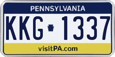 PA license plate KKG1337