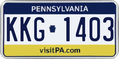 PA license plate KKG1403