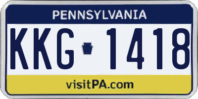 PA license plate KKG1418