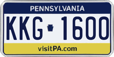 PA license plate KKG1600