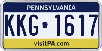 PA license plate KKG1617