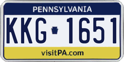 PA license plate KKG1651