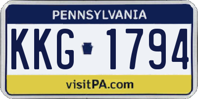 PA license plate KKG1794