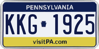 PA license plate KKG1925