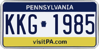 PA license plate KKG1985
