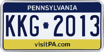 PA license plate KKG2013