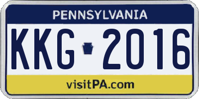 PA license plate KKG2016