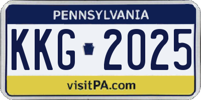 PA license plate KKG2025