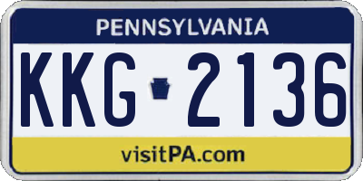 PA license plate KKG2136