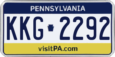 PA license plate KKG2292