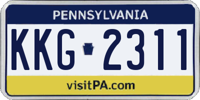 PA license plate KKG2311