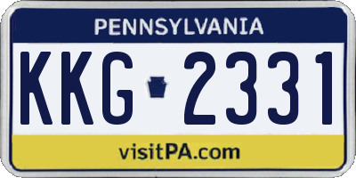 PA license plate KKG2331
