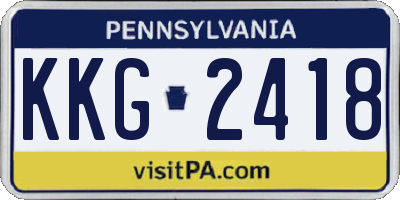 PA license plate KKG2418