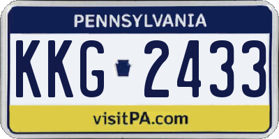 PA license plate KKG2433
