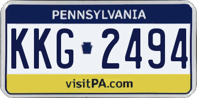PA license plate KKG2494
