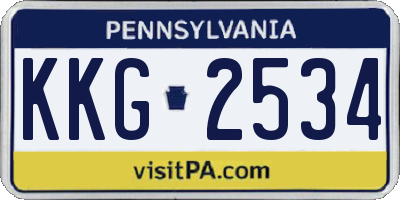 PA license plate KKG2534