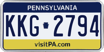 PA license plate KKG2794