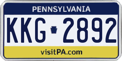 PA license plate KKG2892