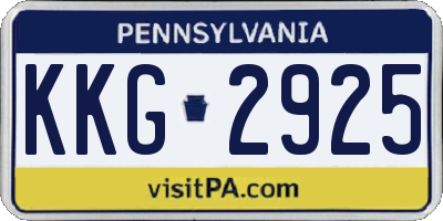 PA license plate KKG2925