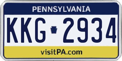 PA license plate KKG2934