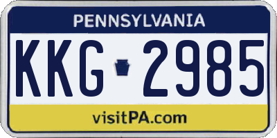 PA license plate KKG2985