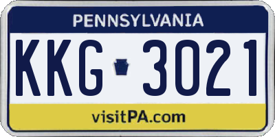 PA license plate KKG3021