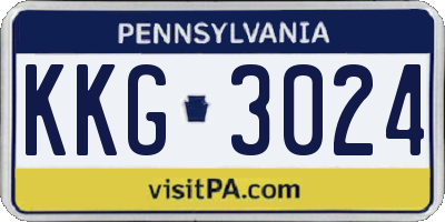 PA license plate KKG3024
