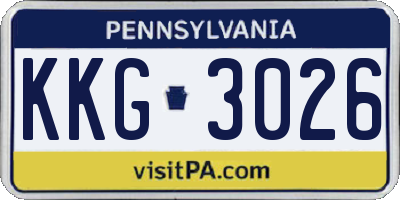 PA license plate KKG3026