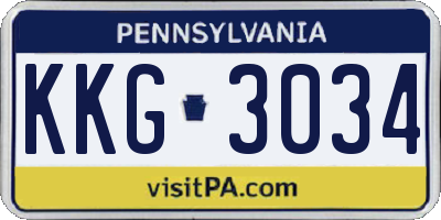 PA license plate KKG3034