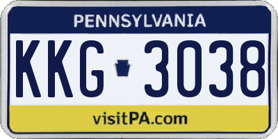 PA license plate KKG3038